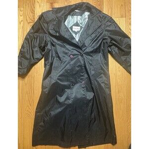 Vintage British Mist Women's size 14 Black Trench Rain Coat jacket weather